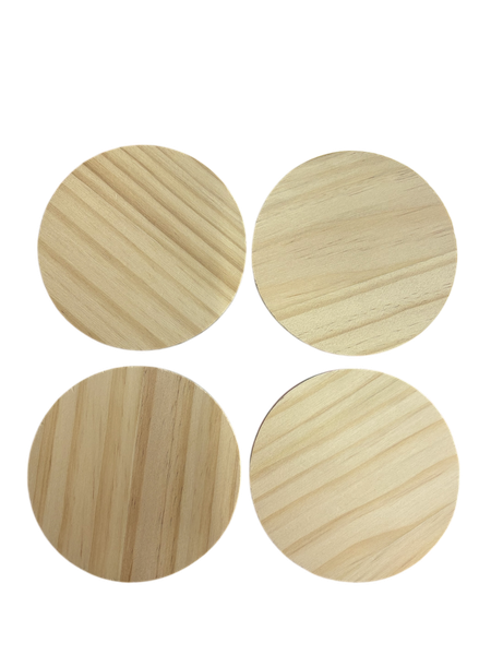 Round Wooden Oak Coasters - 4 Pack