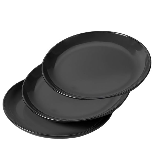 3-piece Set - Elegant Mirror Finished Black opal Material Dessert Plate - 7in