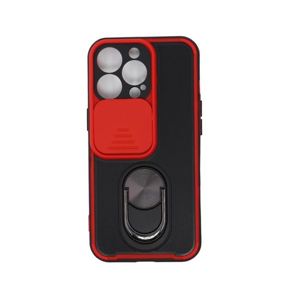 Camera Slide Protective Cover with Metal Ring/Stand for iPhone 13 Pro Max