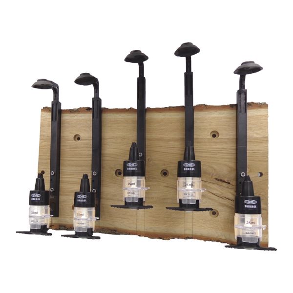 Wall Mount Natural Oak Base with 5 Liquor Dispensers