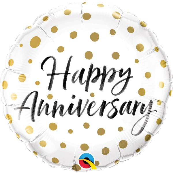18 Inch Foil Happy Anniversary Gold Dots