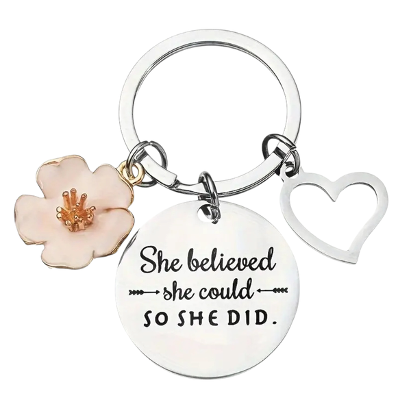 Strong Woman Stainless Steel Keyring