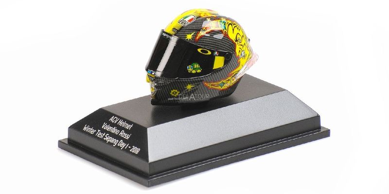 MiniChamps-Valentino Rossi AGV Helmet Winter Test Sepang 2018 -1:8 Scale