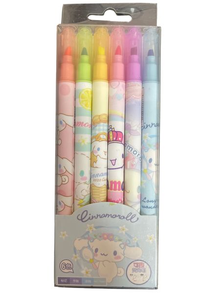 Dual Tip Erasable Highlighters - Pack of 6 Assorted Colours (Cinnamoroll)