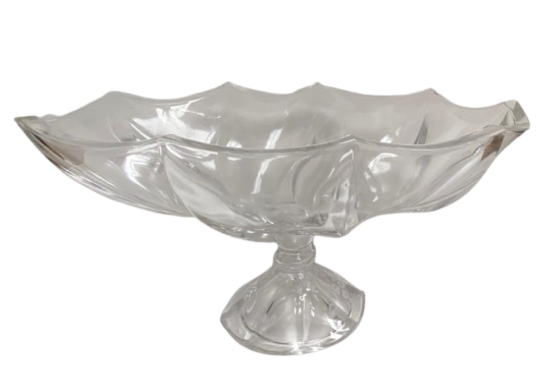 Crystal Decorative Oval Flower Bowl on Foot for Home Decor and Gift
