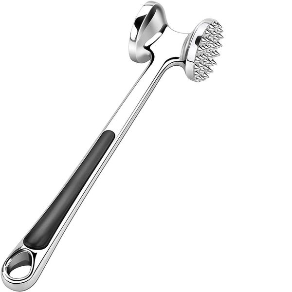 FI- Elegant Silicone Grip Steel Hammer Meat Tenderizer