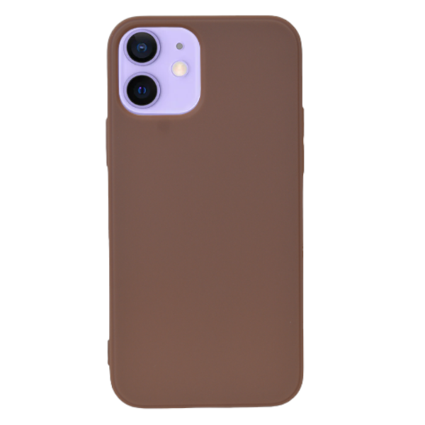 High Quality Plain Soft Phone Case For iPhone 12 Mini - Brown