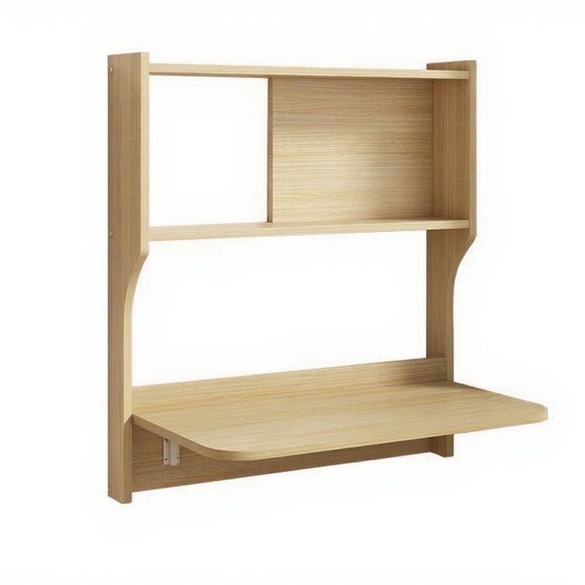 Floating DeskFold Down Wall Mounted Wood Workbench with Storage Shelves