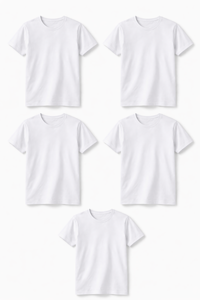 5-Pack White Cotton T-Shirts | Everyday Essential Comfort