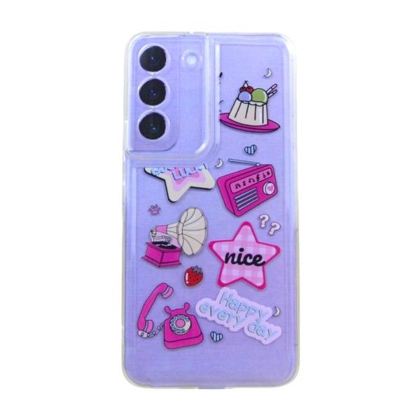 Retro Cartoon Print Phone Case compatible with Samsung S22- Transparent