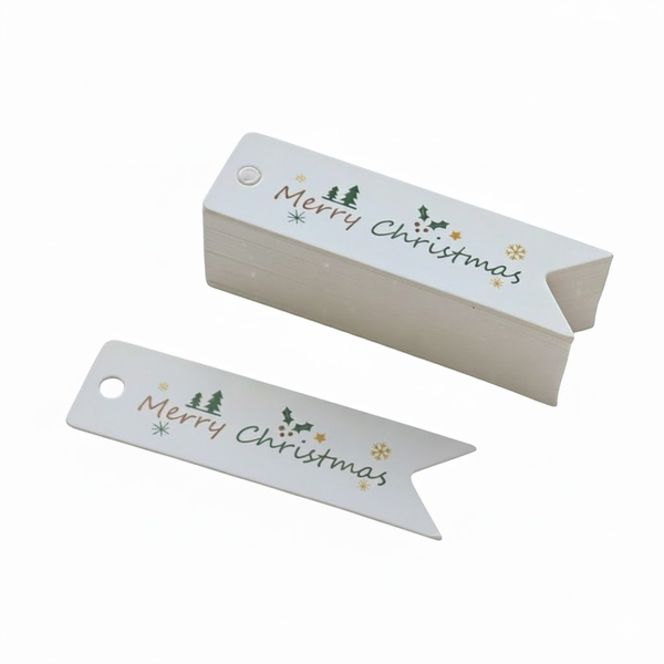 100 Piece - Christmas Themed Gift Tags - White