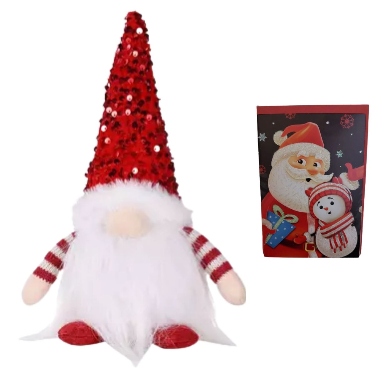 Christmas Decorations: Glowing Santa Dwarf with 4 Gift Cards