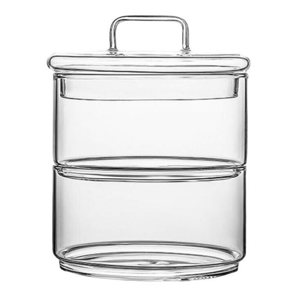Canister 2 Tier Glass With Glass Lid