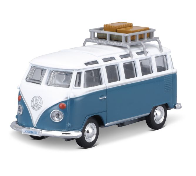Maisto 4.5"/11cm Volkswagen Van Samba (With Luggage Rack) - Blue/White