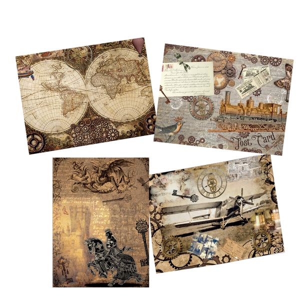 Decoupage Tear Resistant Transfers - Steam Punk Rose A3