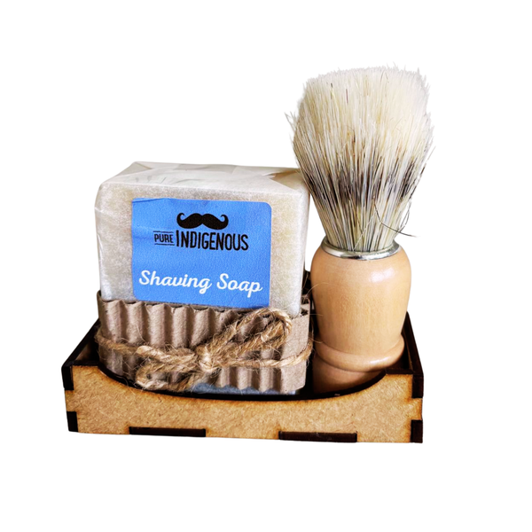 Pure Indigenous Natural Shaving Soap &amp; Brush Kit | Shea Butter &amp; Myrrh