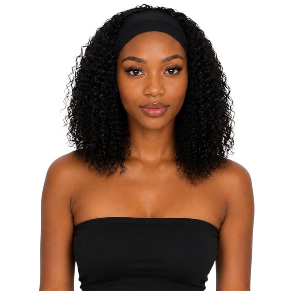 14"Jerry Curl Headband Wig - 100% Human Hair