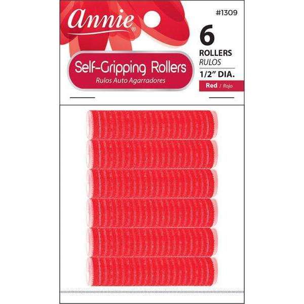 Annie Self-Gripping Rollers 1/2In 6-Pieces Red - 2 Pack