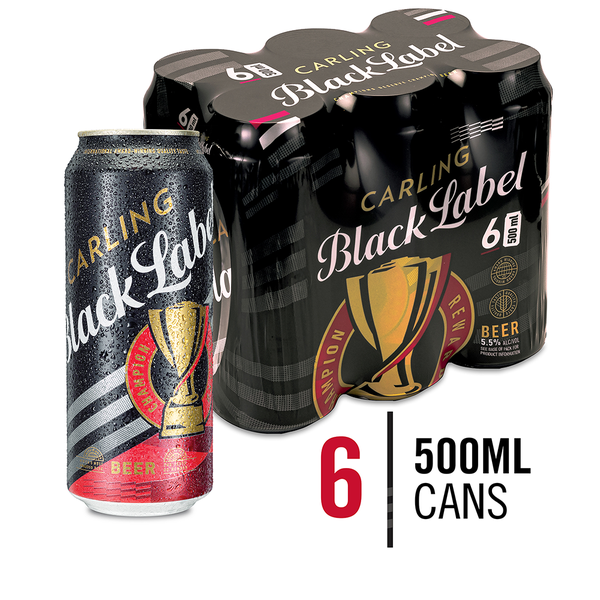 Carling Black Label Local Beer 6 x 500ml Can