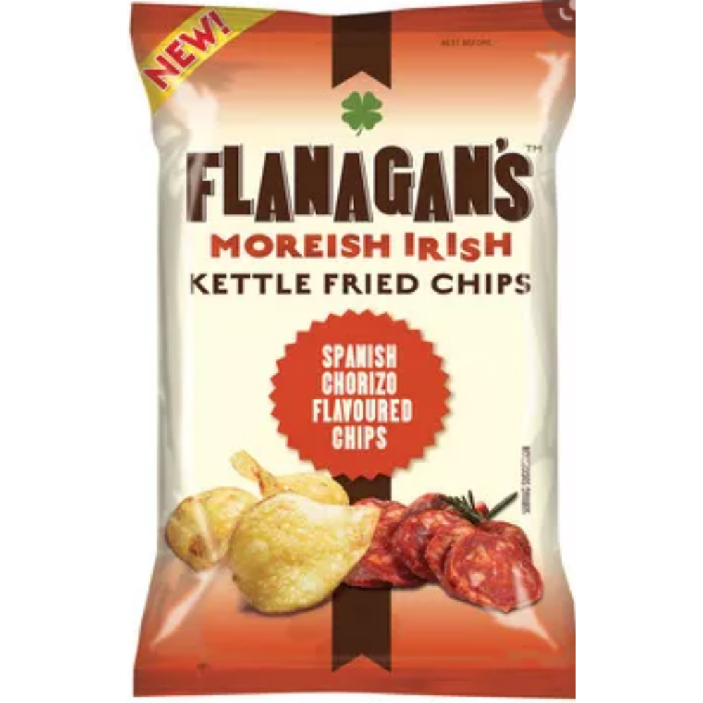 Flanagans Spanish Chorizo Flavoured Kettle Fried Chips 125g 18 Pack