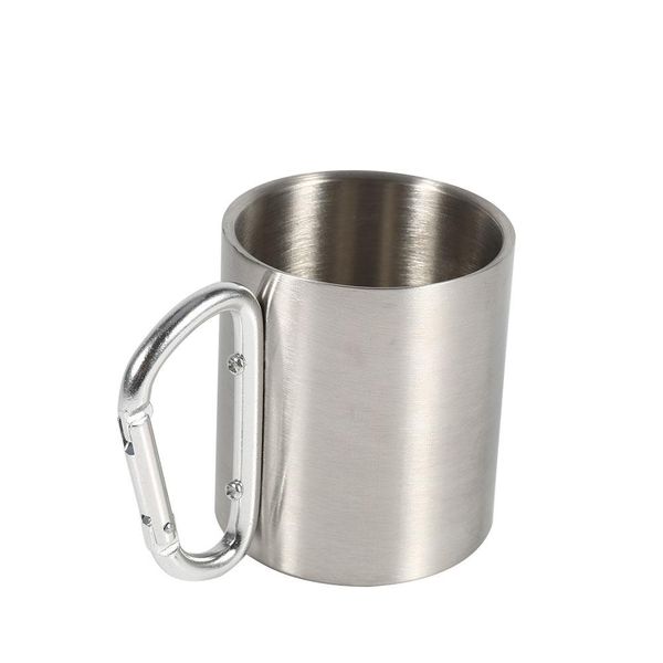 220ml Stainless Steel Camping Mug with Handle for Outdoor Travel