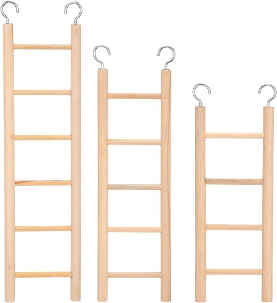3 Pack Wooden Bird Ladder, Bird Cage Ladder Climbing Toys