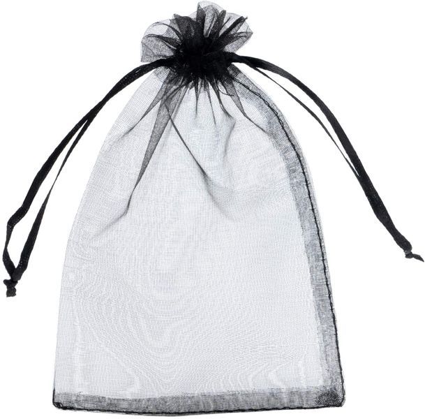 Bulk 50pcs Black Organza Bags - 13×18cm Sheer Drawstring Favor Pouches
