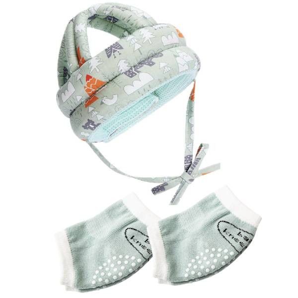 Baby Toddler Head Protective Cap & Non Slip Knee Pads Set Unisex