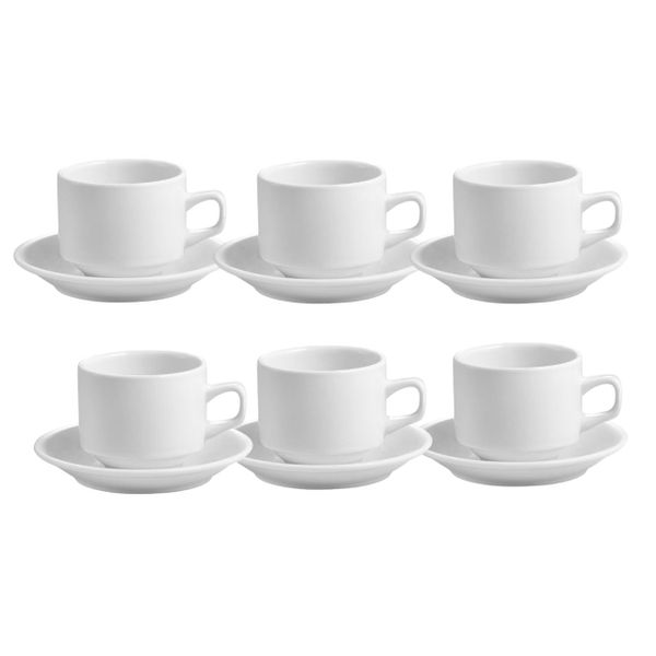 Supreme White 12 Piece Porcelain Tea Cup &amp; Saucer