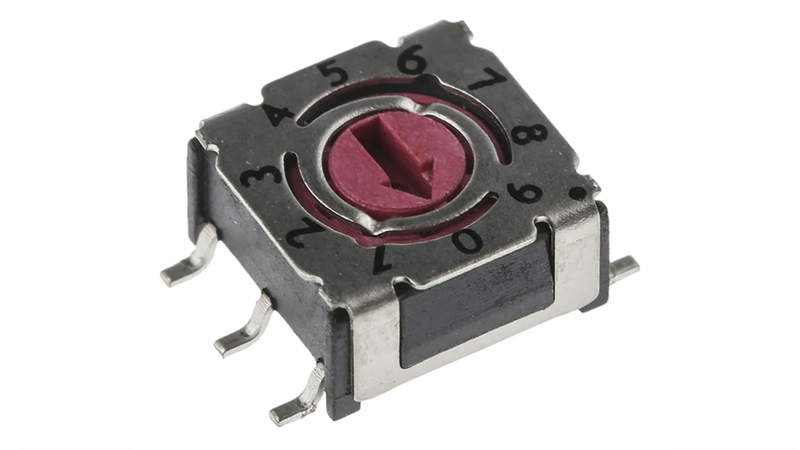 10 Way Surface Mount DIP Switch, Rotary Flush Actuator