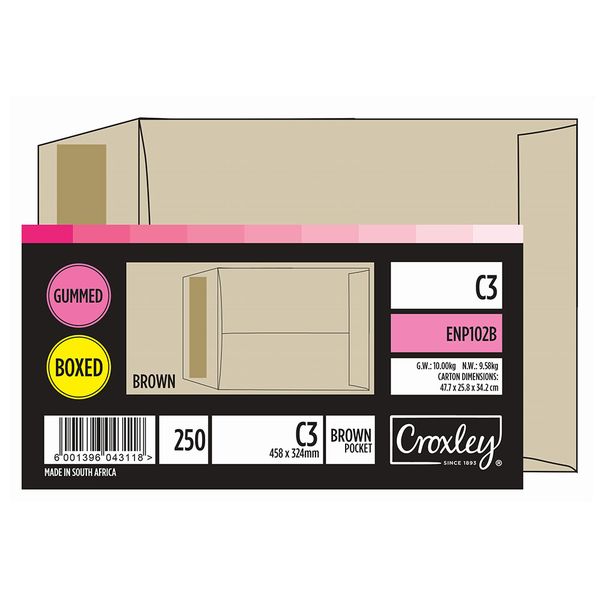 Envelope Croxley C3 Pocket Brown Seal-Easi Box Of 250