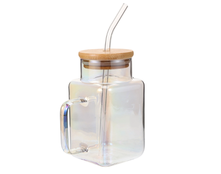 Large Capacity Mason Jar Glass Tumbler Drinking Glass with Straw and Lid