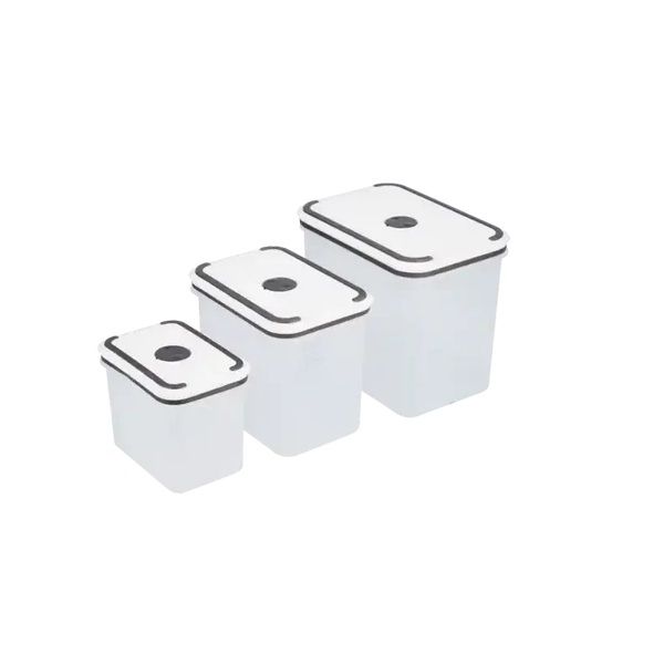 Plastic Grey &amp; White Dry Food Storage Container Set (3 Piece)
