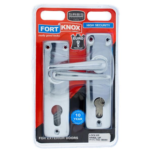 FORT KNOX EuroProfile Lockset Chrome Plated Handles&amp;Cylinder Q:1 M3I30U