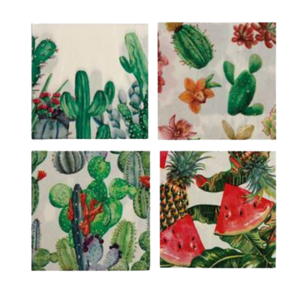Serviettes with Cactus &amp; Desert Pattern (20 Serviettes) - Set of 4