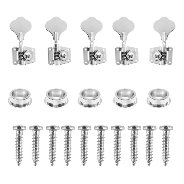 5 Pcs Guitar Accessory Tuning Keys Pegs for 5 Strings Bass Silver