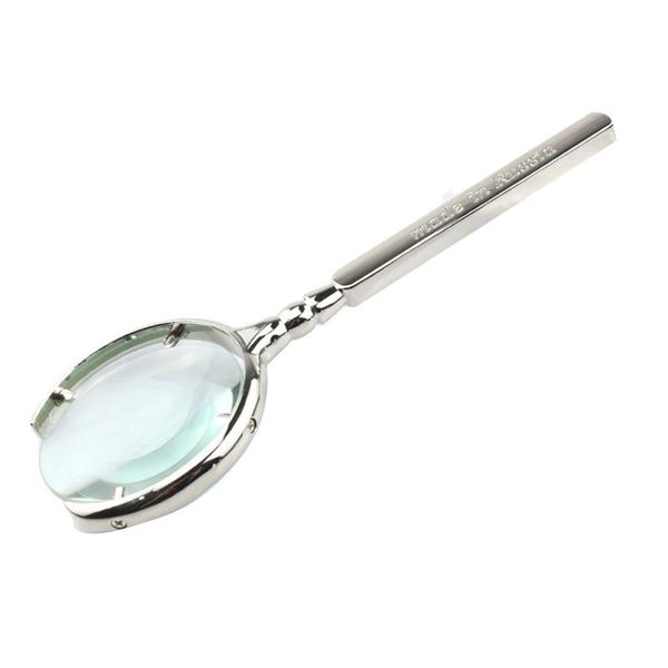 10X Vintage Reading Magnifier Hand-Held With Optical Glass Silver