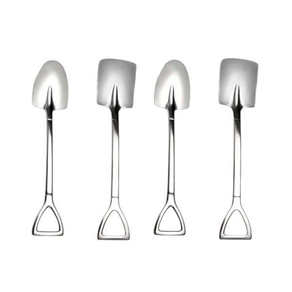4 Piece - Stainless Steel Cutlery and Shovel Spoon Kit - Silver