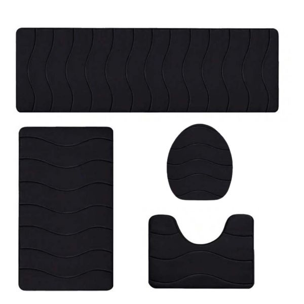 Bathroom Rug Set,Memory Foam,Non-slip,Quick-dry,4 Pieces