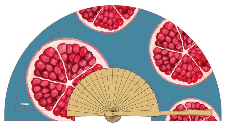 Pomegranate Wood &amp; Textil Fan