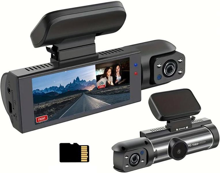 1080P Dual Dash Cam Front/Rear 3.16" IPS 64GB IR Night Parking Monitor