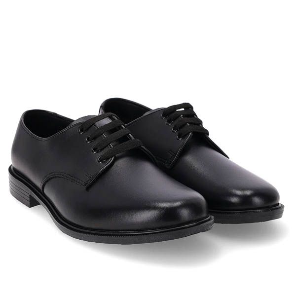 Toughees Gold Junior/Kids/Adults Lace Up Black School Shoes