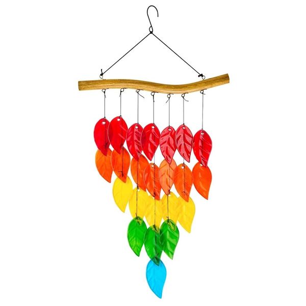 Decor Glass Leaves Wind Chimes Indoor &amp; Outdoor Ornaments (71cm)