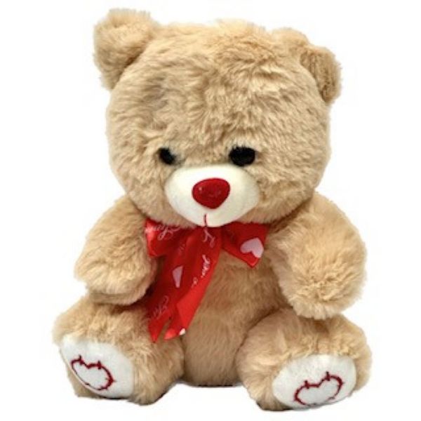 21cm Teddy Cream with Bow Heart Paws