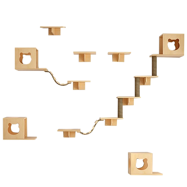 Cat Wall Shelves - Cat Tree Tower - Wall Mounted for Sleep, Lounge, Climb