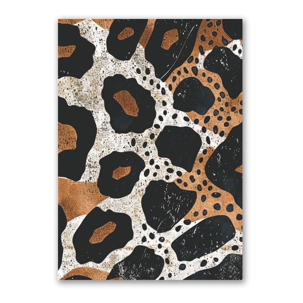 Leopard Print with Gold Canvas Abstract Wall Art