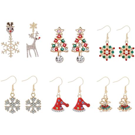 6 Pair Christmas Earrings,Tree Holiday Earrings for Christmas Jewellery Image