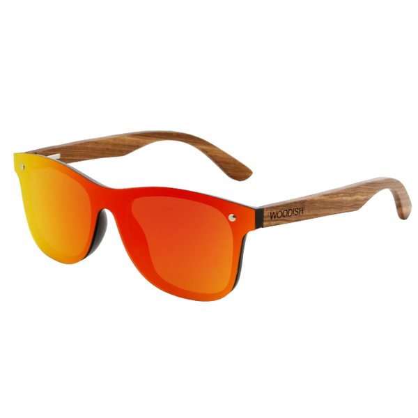 Stylish Red Lens Polarized Zebrawood Sunglasses P103-2 For Men
