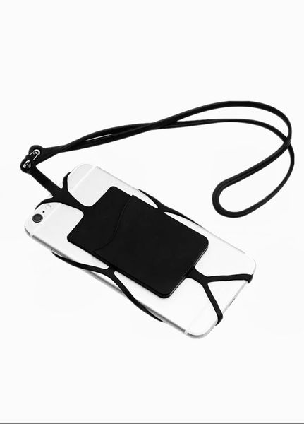 Universal Cell Phone holder and lanyard with card storage