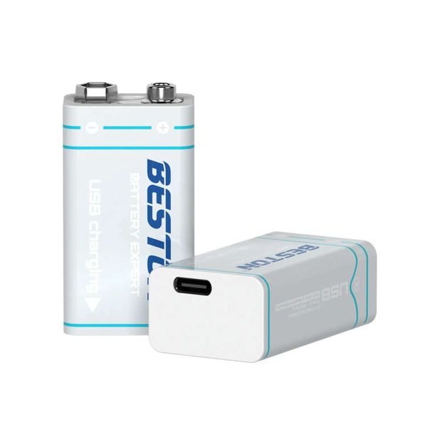 Beston 2 Pack 9V USB -C 400mAh Batteries